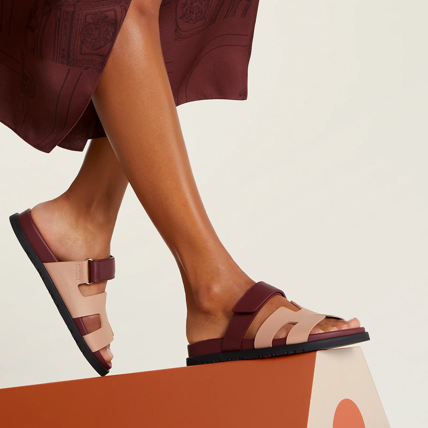 Sandales Chypre - Beige Perlino / Rouge